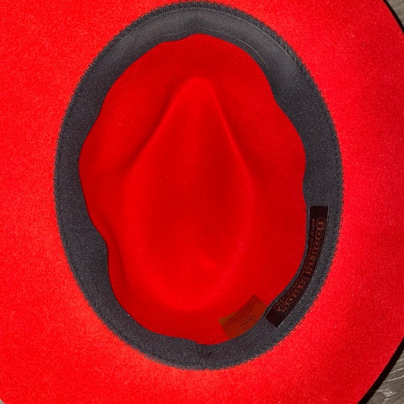 GOORIN BROS Red Hot 100% Wool Fedora Black Leather Strap W/Feather Size S main image 5